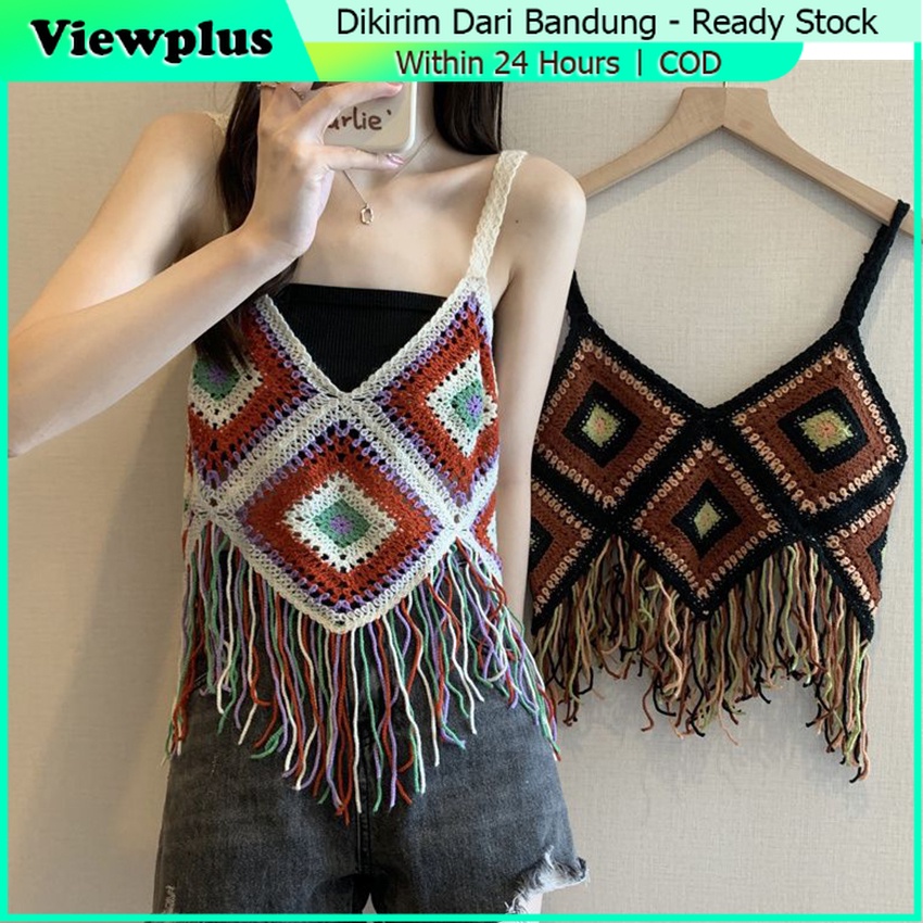 Jual Tanktop Crochet Vest Rajut Crop Tank Top Crochet Korea | Shopee ...