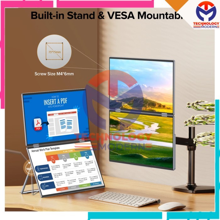Jual Triple Monitor Portable 15.6 Inch Extend Display with 360º Flip ...