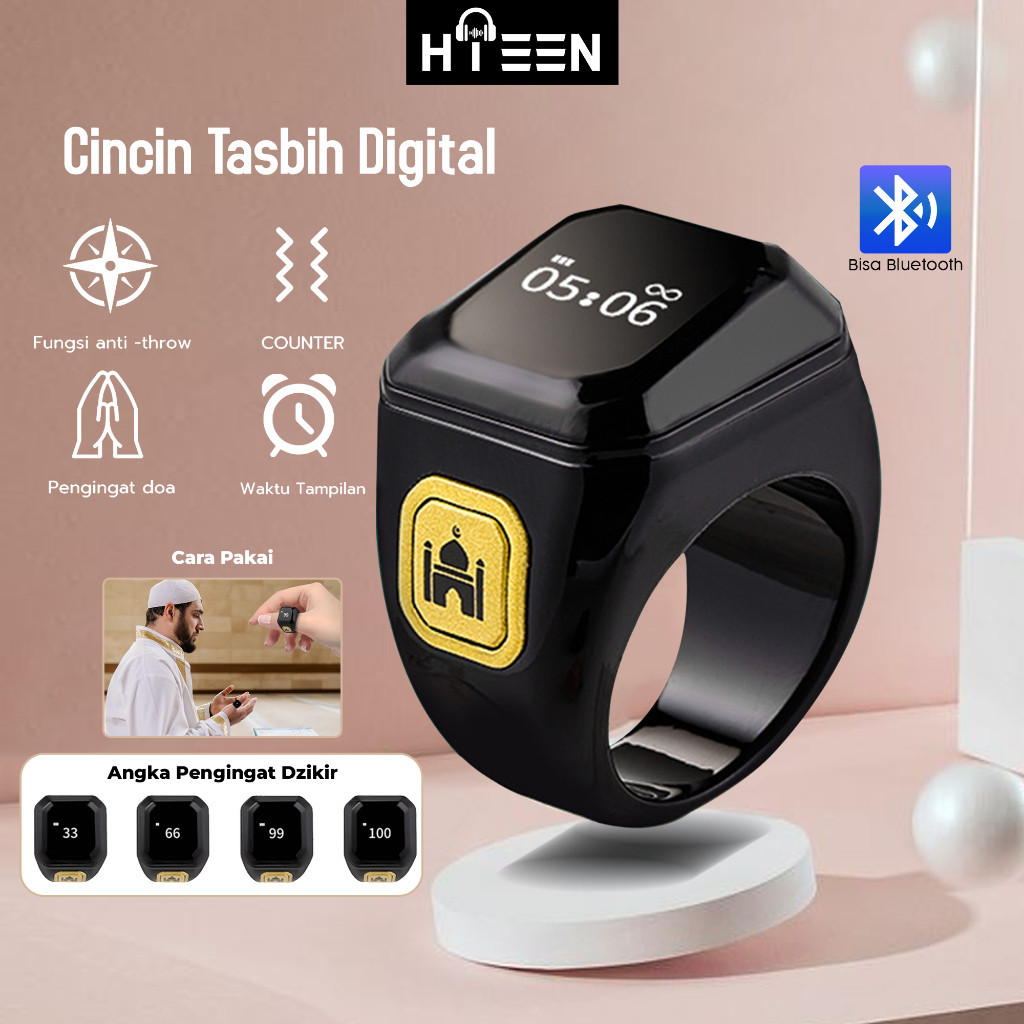 Jual 【COD】Hieen Cincin Zikr Digital Smart Ring Bluetooth LED Display ...