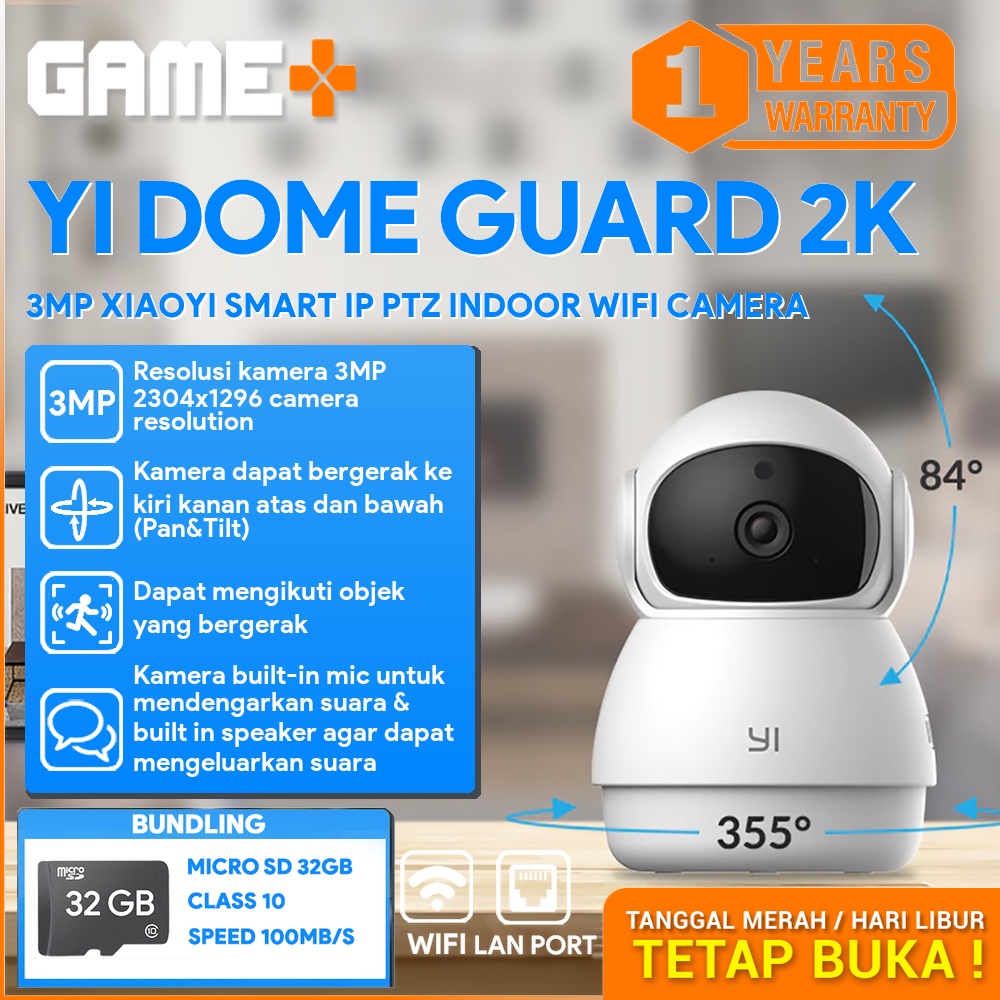 Jual YI DOME GUARD 2K 3MP XIAOYI R37 2WAY AUDIO IP PTZ INDOOR WIFI