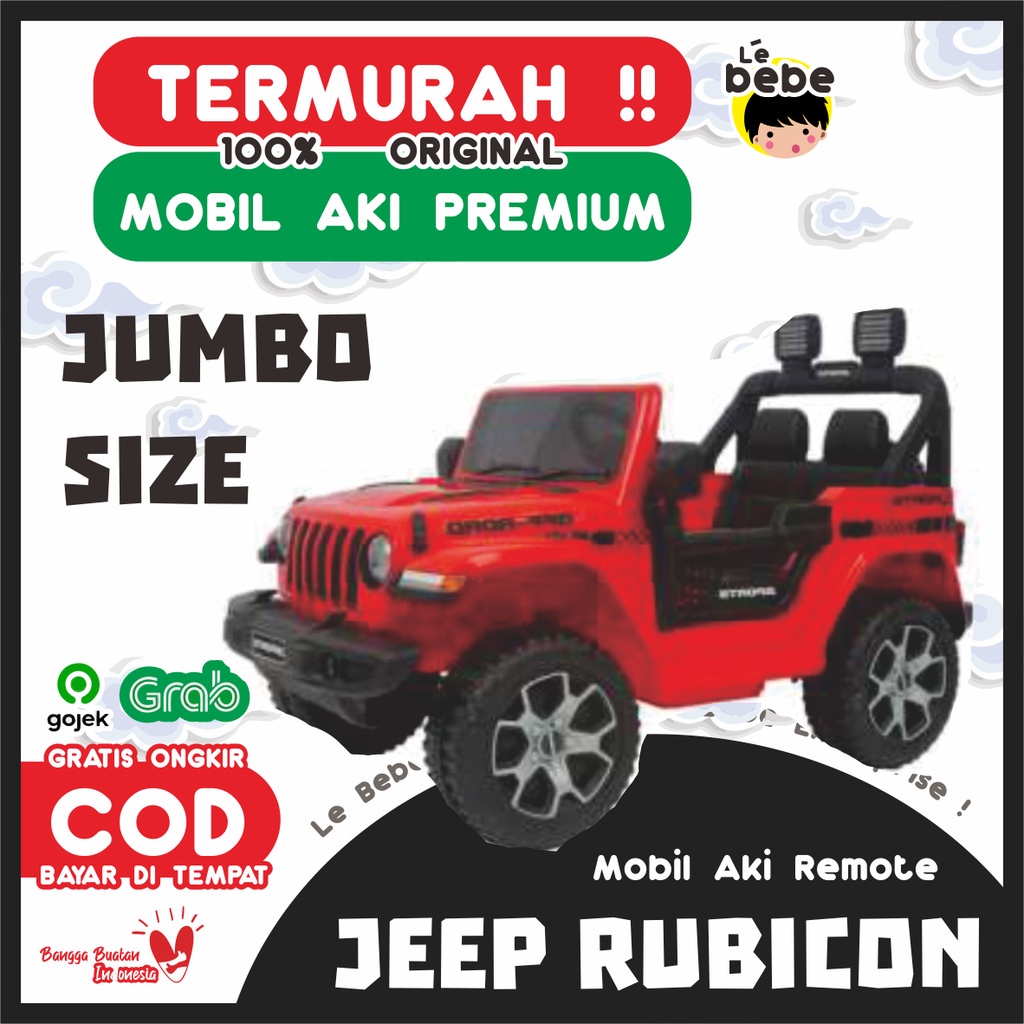 Jual Mobil Aki Jeep Rubicon Jumbo Size Off Road Electric Car Mobil
