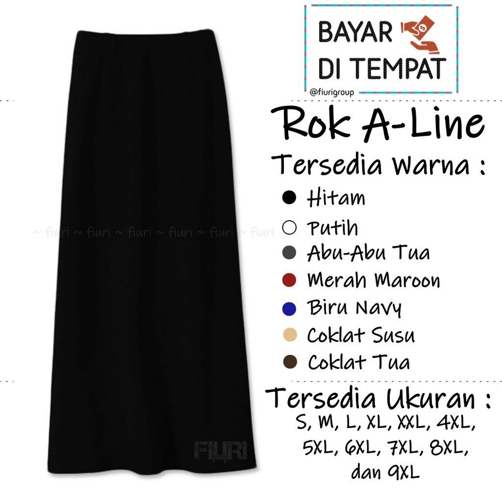 Jual FIURI - Rok Kain Hitam Panjang Model A - Rok Kain Model A - A-Line ...
