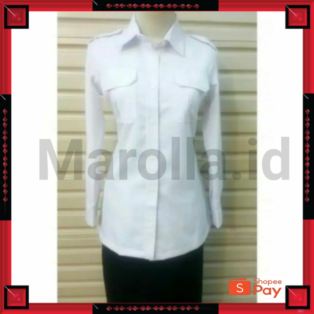 Jual 12.12 SERAGAM SALE / 350 Seragam Kerja Wanita Putih Lengan Panjang ...