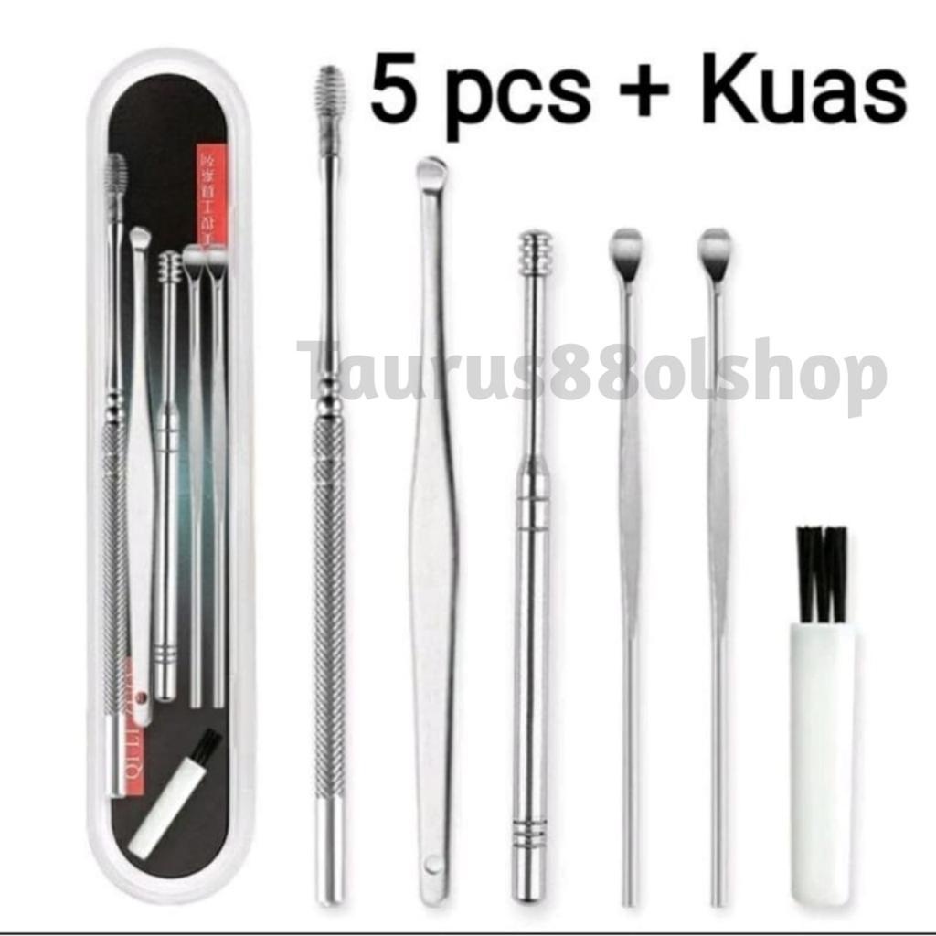 Jual set pembersih telinga isi 6 pcs korek kuping set 6in1 stainless ...