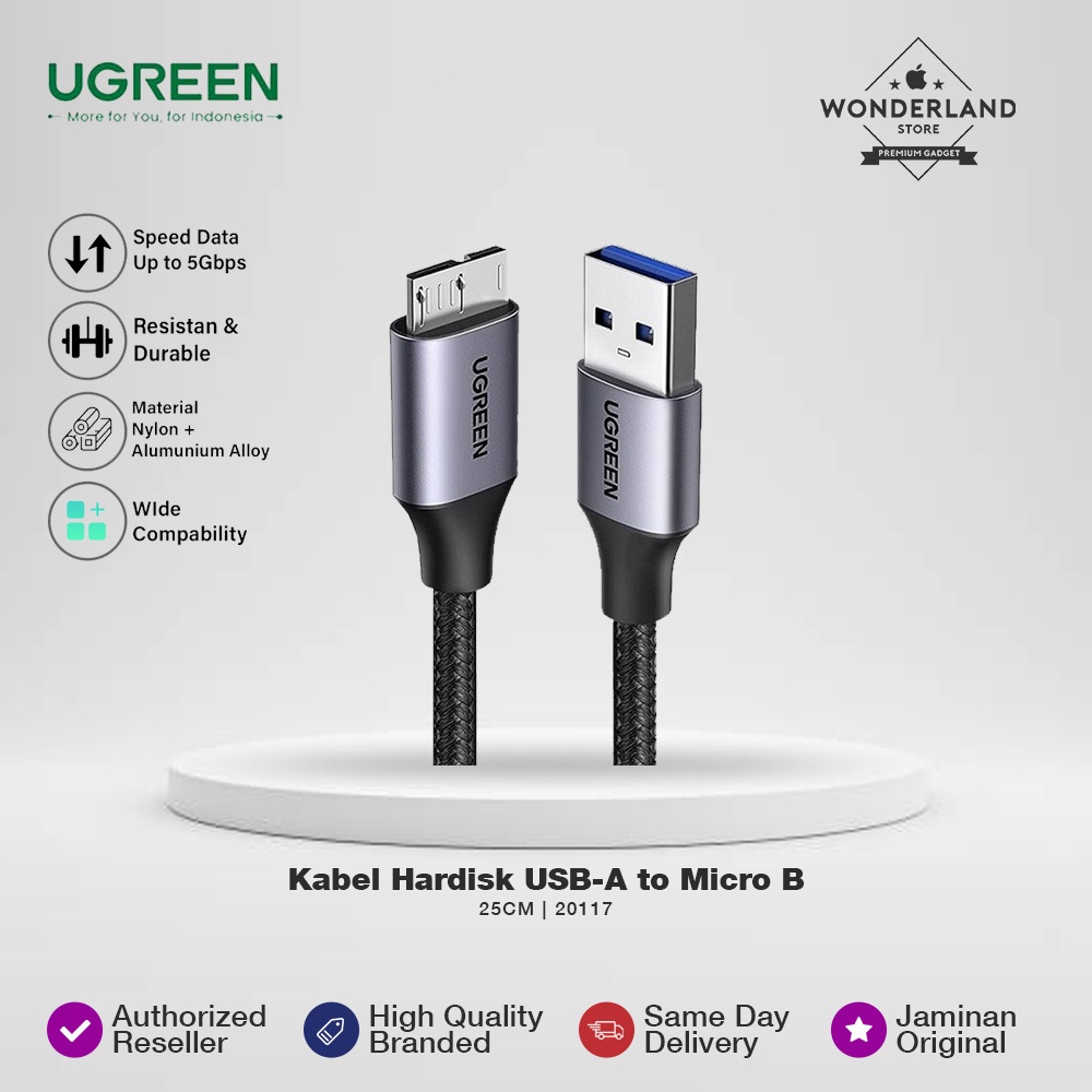 Jual Ugreen Kabel Hardisk USB3.0 USB-A To Micro B USB-B 25CM Data Sync ...