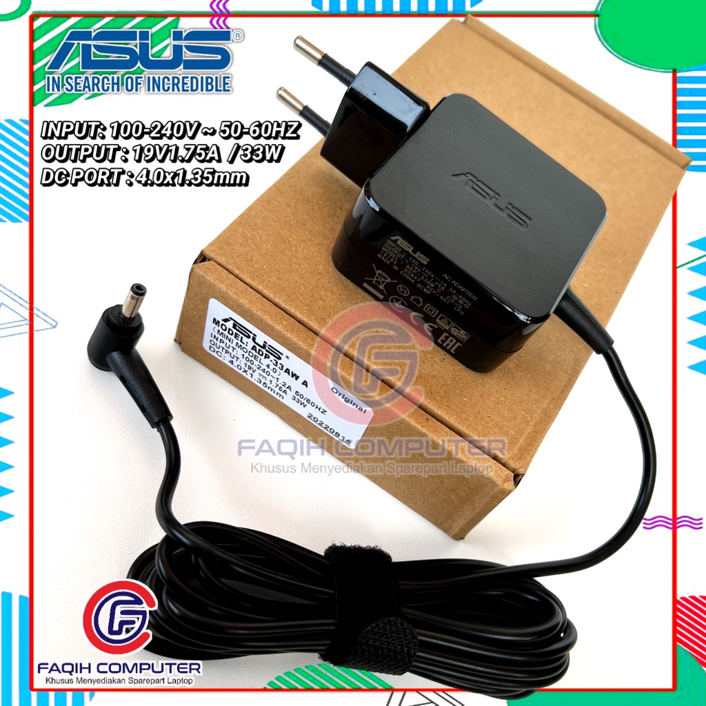 Jual Adaptor Charger Original Asus ADP-33AW C 19V 1.75A DC 4.0x1.35mm ...