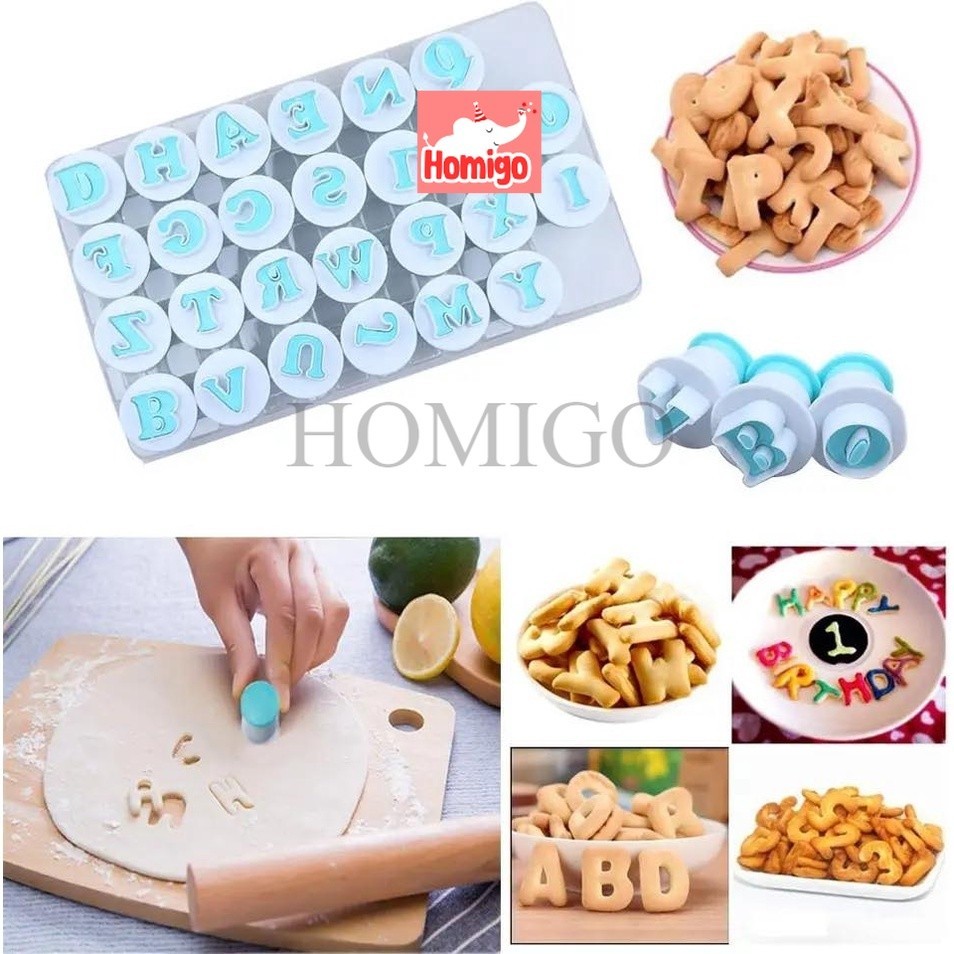 Jual Homigo 26pcs Cetakan Huruf Besar Kecil Angka Untuk Kue Keju ...
