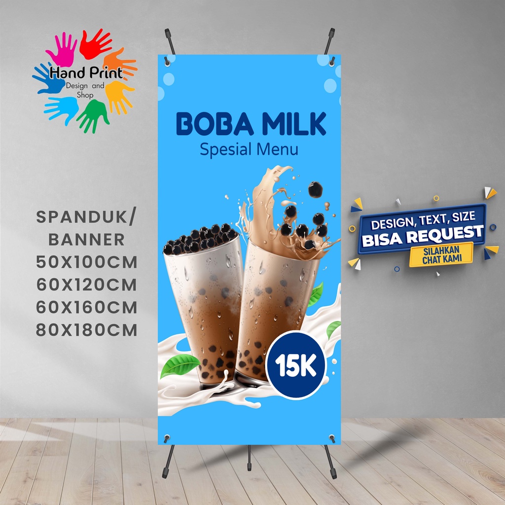 Jual SPANDUK BANNER Minuman Boba Warna Biru 60x160 CM | Shopee Indonesia