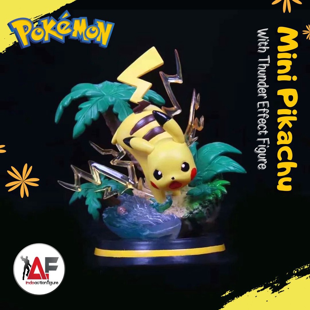 Jual action figure Statue Pokemon mini Pikachu with thunder effect ...