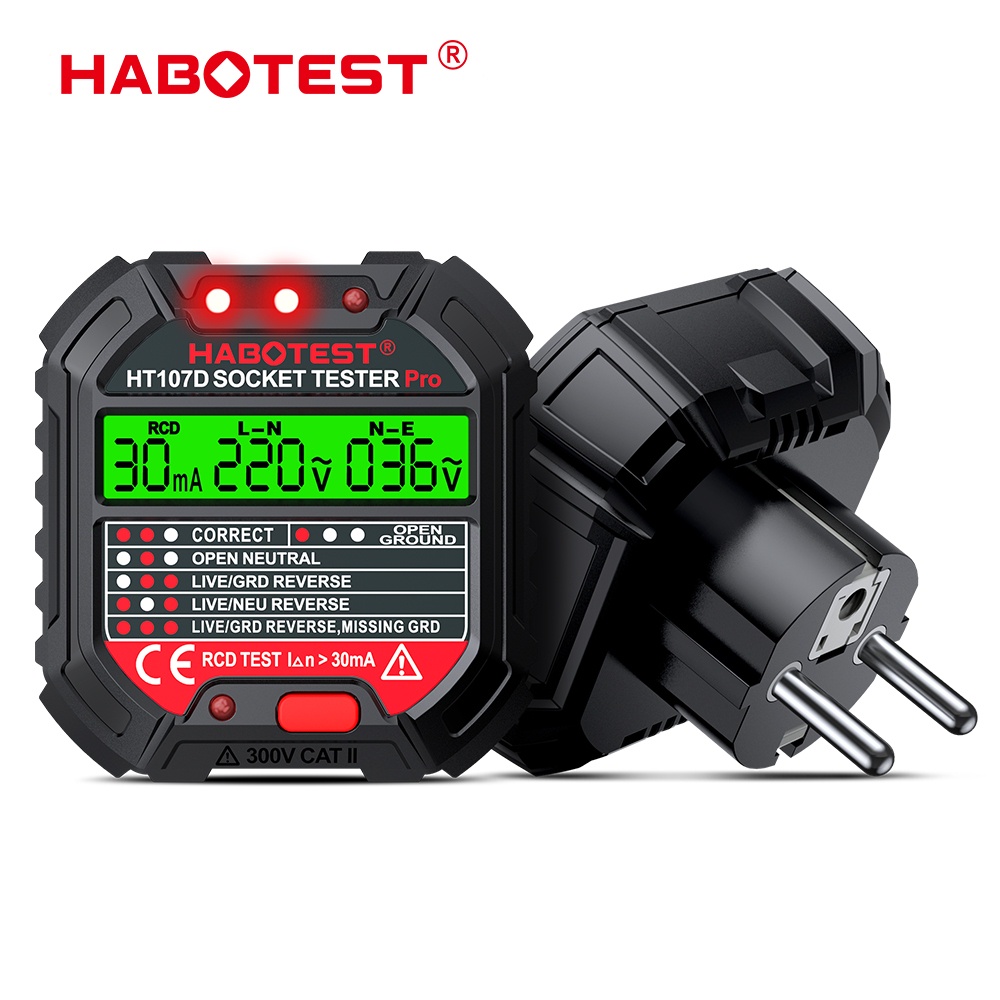 Jual KJ89OK HABOTEST HT107D GFCI Socket Tester 48V-250V Earthing Tester ...