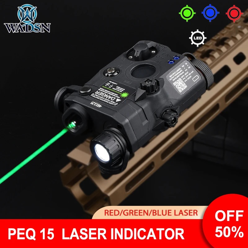 Jual lampu laser WADSN PEQ-15 Red Green Blue Dot Laser Sight White LED ...