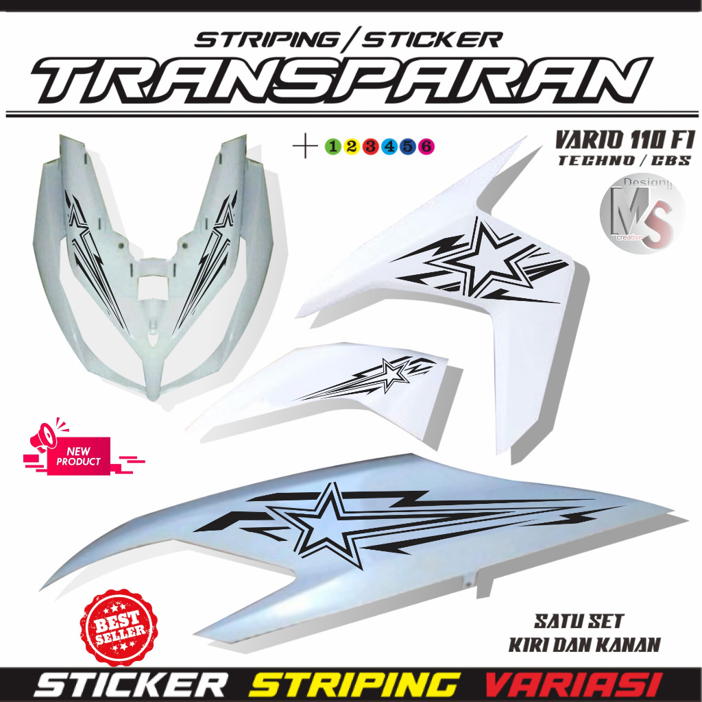 Jual VARIASI Sticker Transparan Vario Techno Cwe Motif Bintang Simple ...
