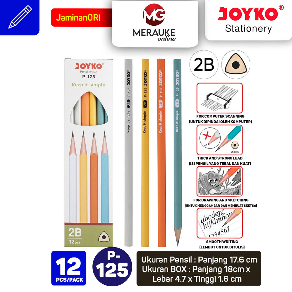 Jual Pensil JOYKO 2B P-125 Keep it simple (1 Pack isi 12 Pcs) | Shopee ...