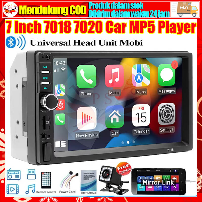 7018B 7020 Head Unit Universal Car MP5 Multimedia Player Touch Screen Stereo Dan Kamera Mundur Mobil LED Din 7 Inch Bluetooth Audio Car MP3 MP5 Player In Touch Screen Radio Ttv Mobil