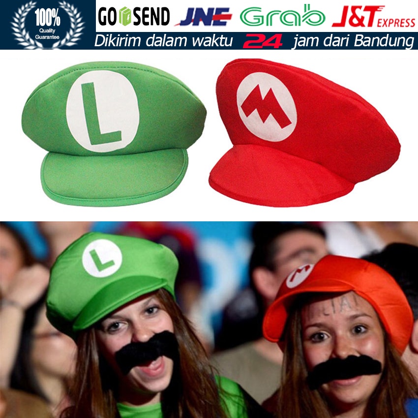 Jual Topi Anime Super Mario Hat Cap Luigi Bros Letter Printed Cosplay ...