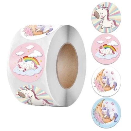 [UNIK88] Stiker Roll Bulat Karakter 1 Roll 500 Pcs | AutoStock