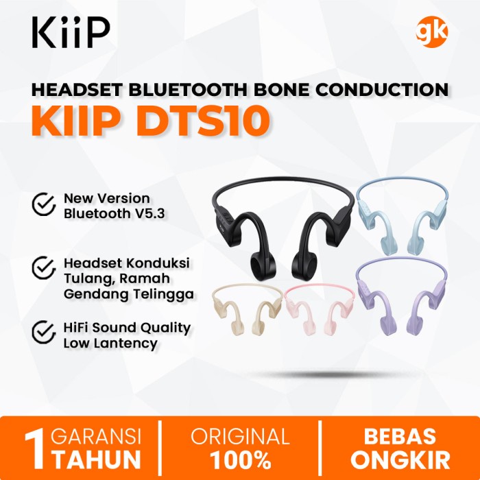 Jual KIIP DTS10 Headset Bone Conduction Headphone Earphone Bluetooth V5 ...