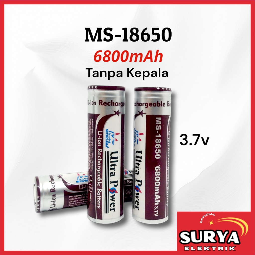 Jual Baterai Cas 18650 Mitsuyama Ms 18650 6800 Mah Rata Flat Rechargeable Battery Shopee 0066