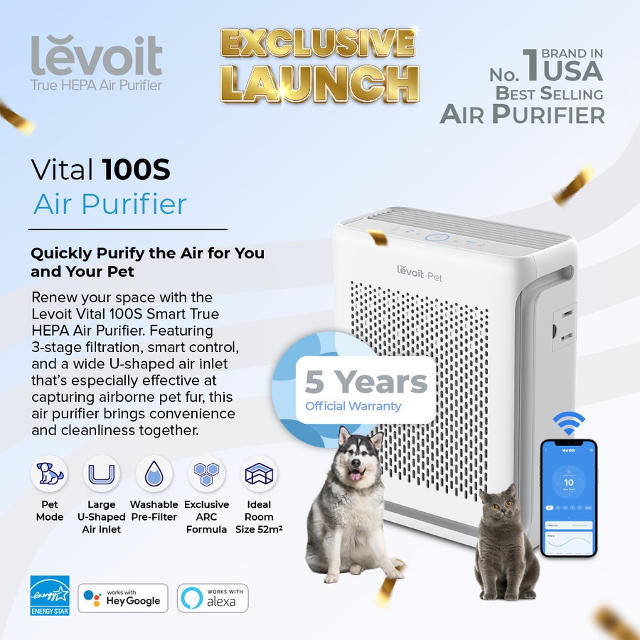 Jual Levoit Vital 100S Pet Care Smart True HEPA Air Purifier USA Shopee Indonesia