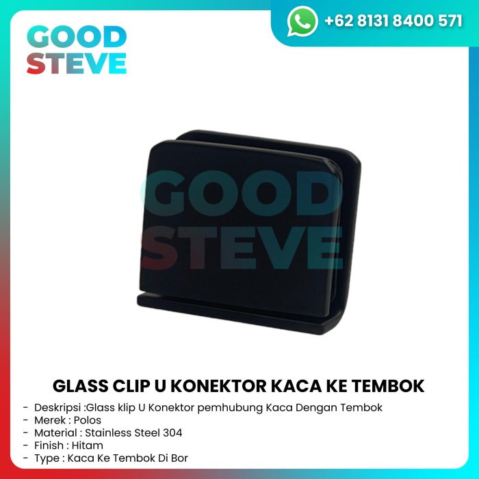 Jual Glass Clip U Connector Kaca Ke Tembok Stainless Hitam Shopee Indonesia