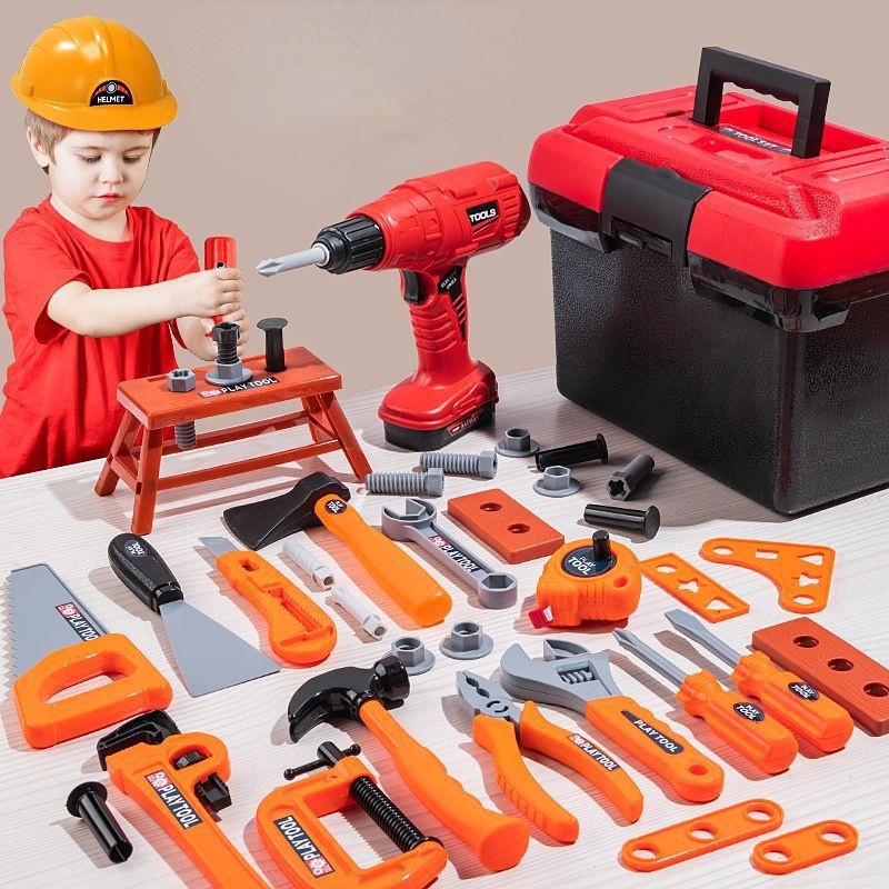 Jual 42 PCS Mainan Toolbox Kit / Simulation Bor Listrik Kit Perbaikan ...
