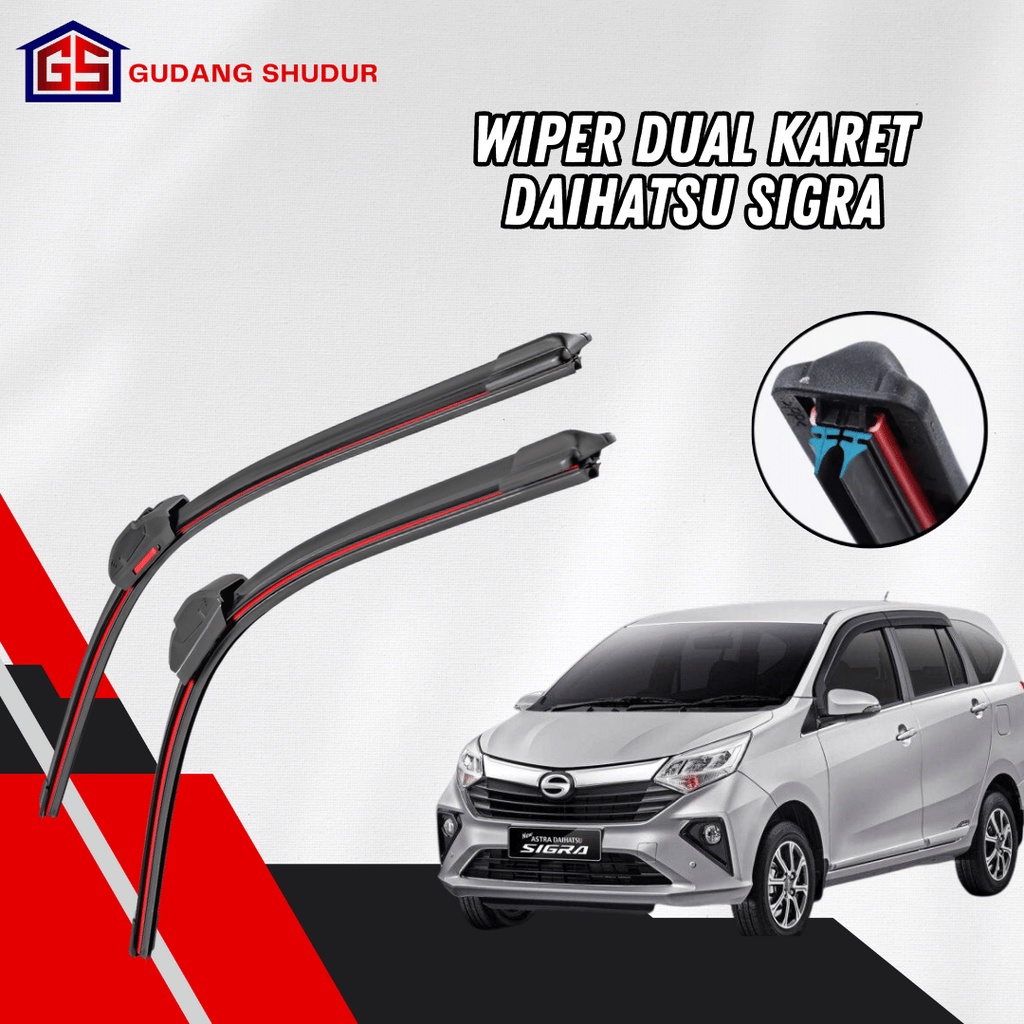 Jual Wiper Dual Karet Daihatsu Sigra Frameless Model Karet Ganda Double