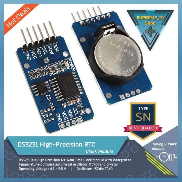 Jual DS3231 AT24C32 High Precision Modul Waktu Clock Module I2C ...