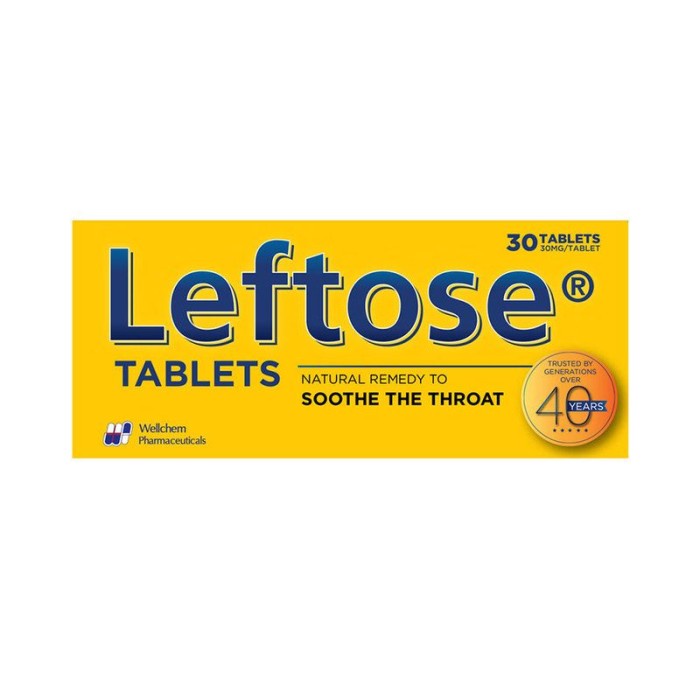 Jual Anggit LEFTOSE Chesty Coughs & Sore Throats 30mg (Per Tablet) 30 ...