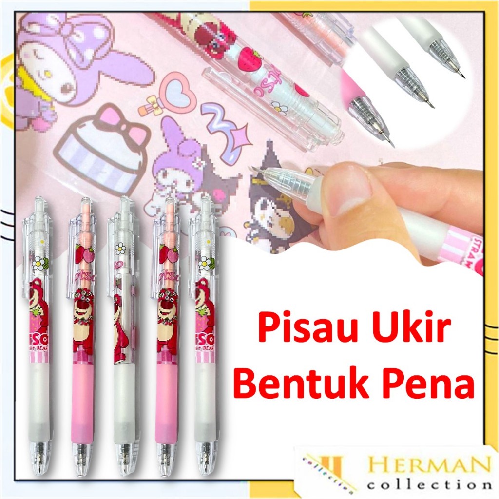 Jual HC Pemotong Kertas Bentuk Pena Karakter Kartun Bear Strawberry