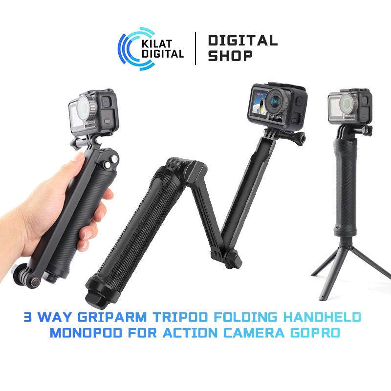 Jual 3 Way Arm Monopod Akseosris Go Pro SJCAM YI Brica BPro Kogan Monopod Tripod Selfie Stick