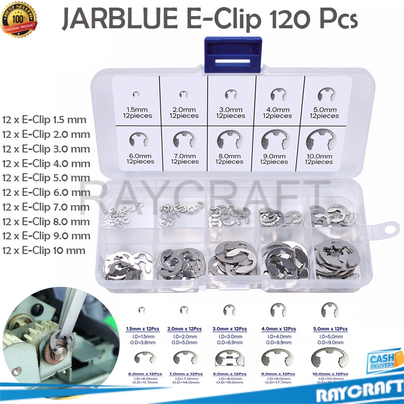 Jual JARBLUE EClip External Retaining Ring Assortment Kit 120PCS