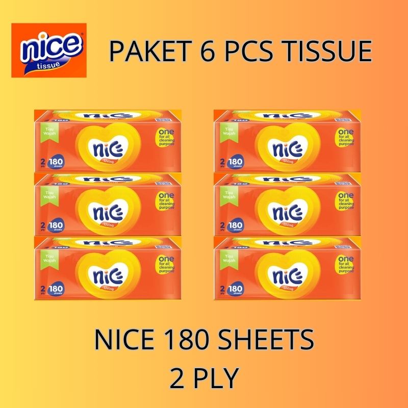 Jual Paket 6 Pcs Tissue Nice Facial 180 Sheets 360 Helai 2 Ply Tisu Tisue Wajahmuka Shopee 3459