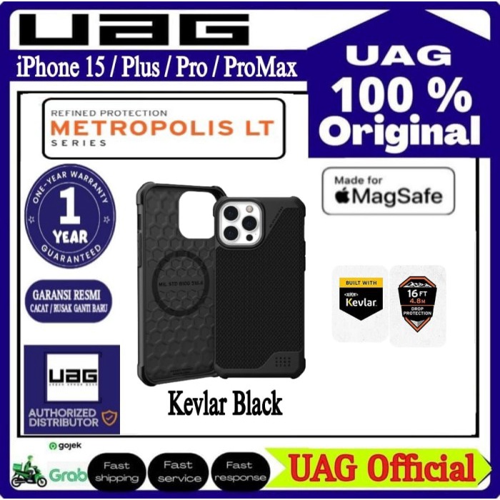 UAG iPhone 15 Pro Case Metropolis LT MagSafe Kevlar Black