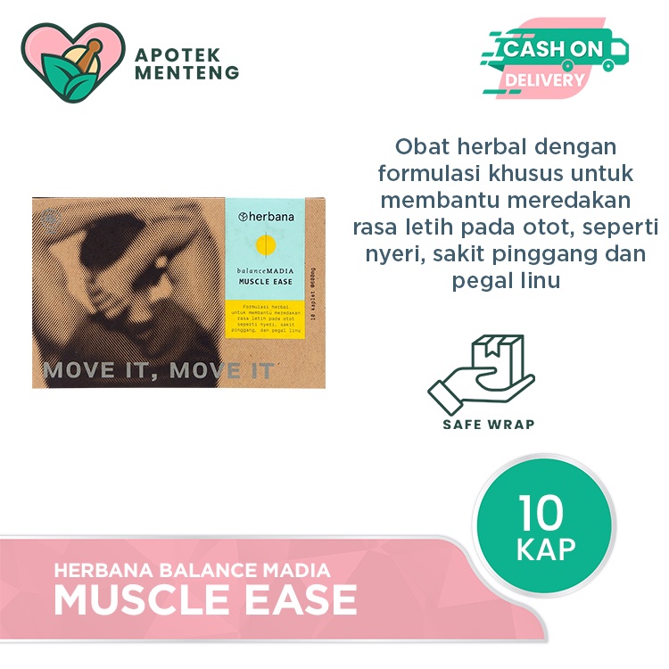 Jual Herbana Balance Madia Muscle Ease 10 Kaplet Meredakan Nyeri Otot