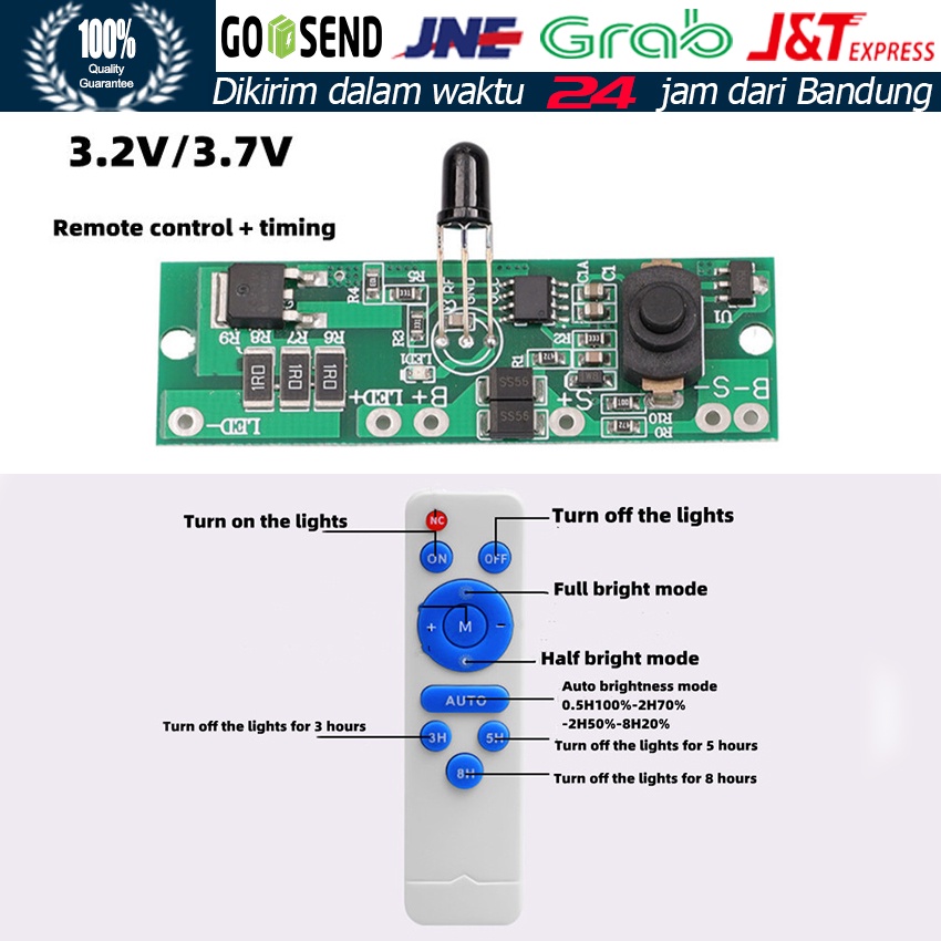 Jual PCB led SMD 5730 remote 3.7v - 4.2v 18650 DIY lampu panel surya ...