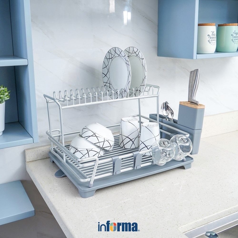 Jual Informa Viola Rak Piring 2 Tingkat - Abu Abu Dish Rack Tempat ...