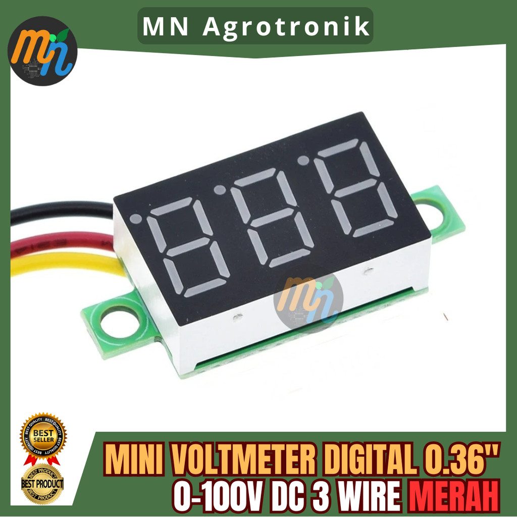Jual MINI VOLTMETER VOLT METER DIGITAL LED 0-100V DC 3 WIRE 0.36 RED ...