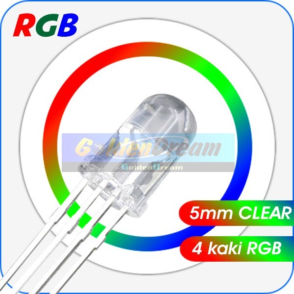 Jual LED 5mm RGB 4P 4 Kaki Multi Color Lampu Warna Common Cathode Anode ...