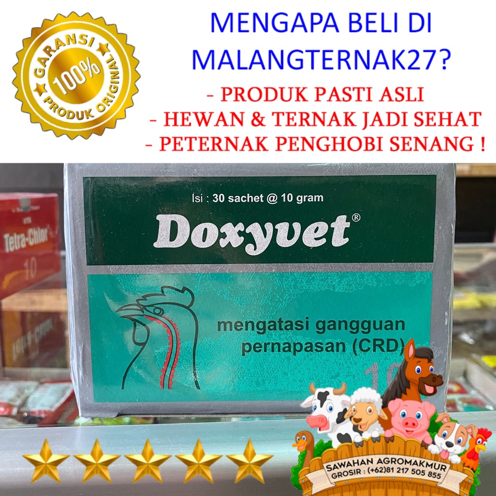 Jual 1 box doxyvet 10 gram isi 30 sachet obat ngorok pilek unggas crd ...