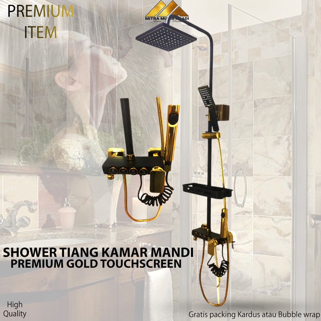 Jual Shower Set Paket Lengkap Tiang Gold Touchscreen Stainless