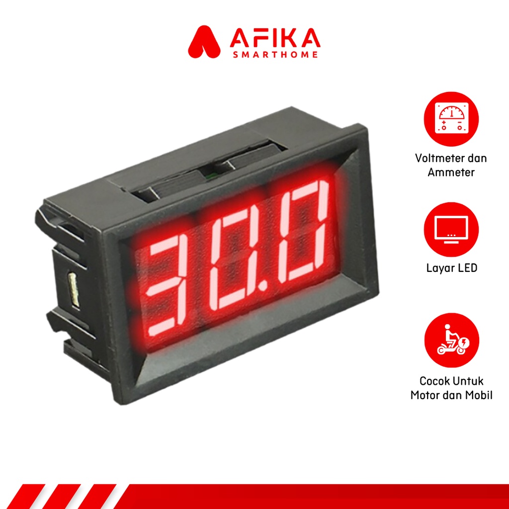 Jual Voltmeter Pengukur Tegangan Aki Motor Mobil Listrik Display LED