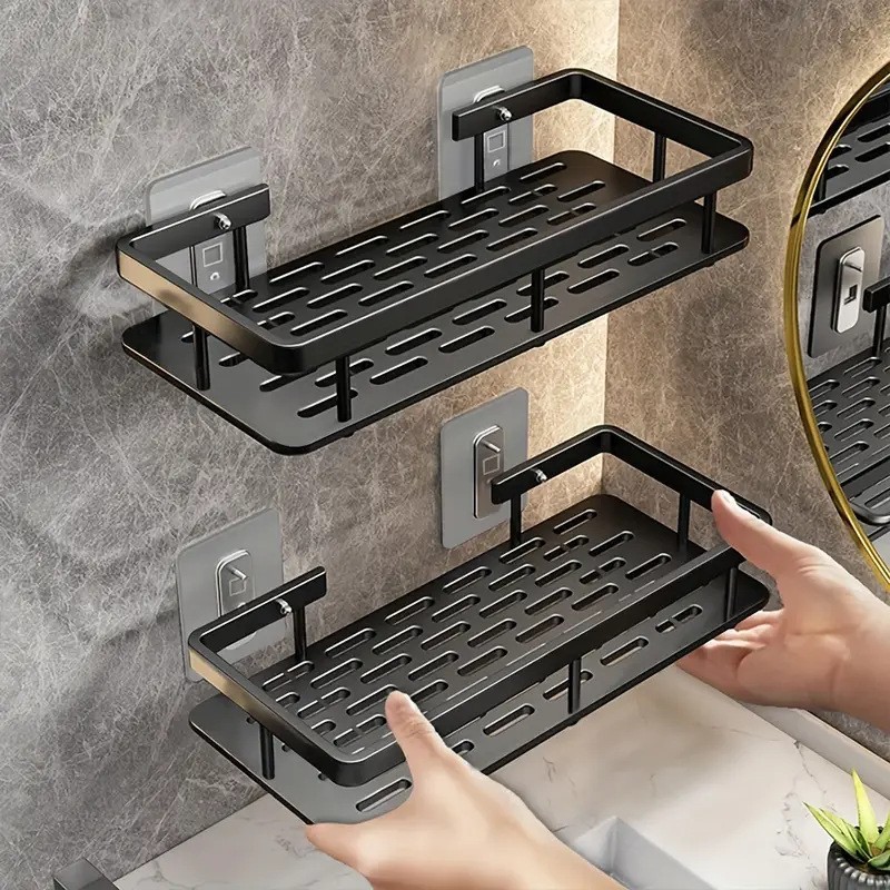 Jual Wall Hanging Corner Rectangular Rack Bathroom Shelf Towel Rack ...