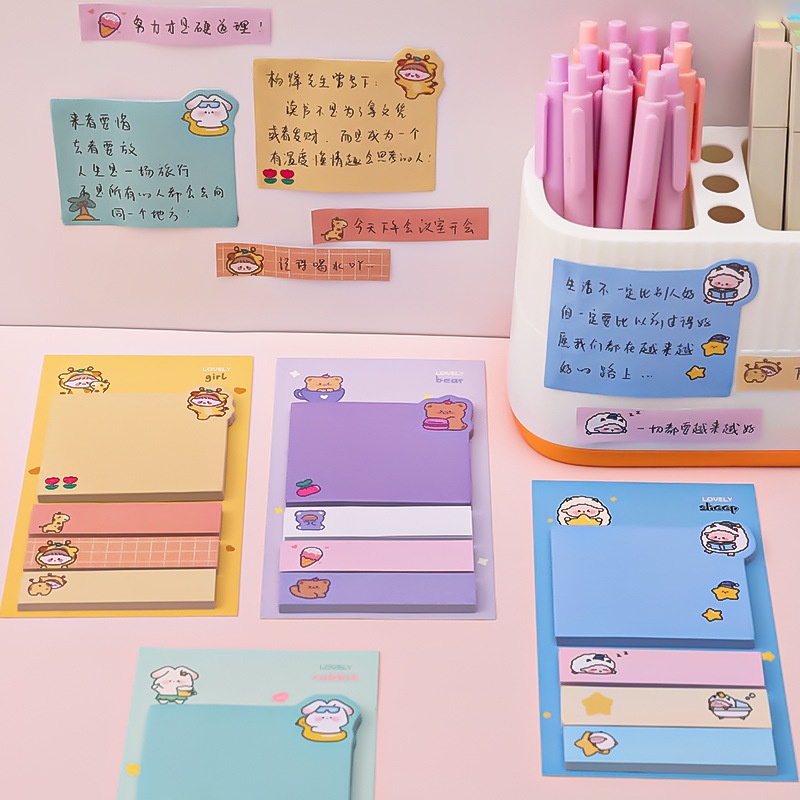 Jual STICKY NOTE DAN PENBATAS BUKU MOTIF LUCU / STICKY NOTE 4 LINE ...