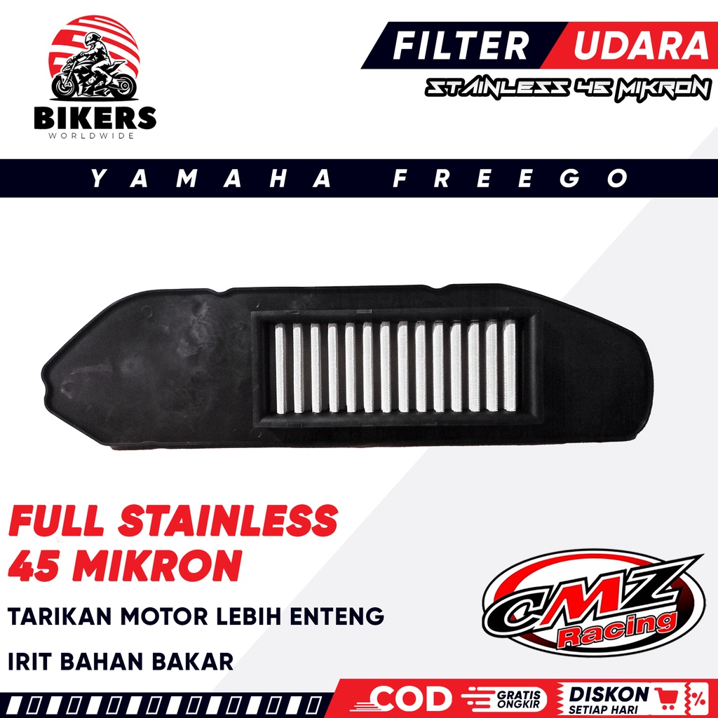 Jual Filter Udara Stainless FREEGO Air Filter MIO GEAR 125 Bisa Di Cuci