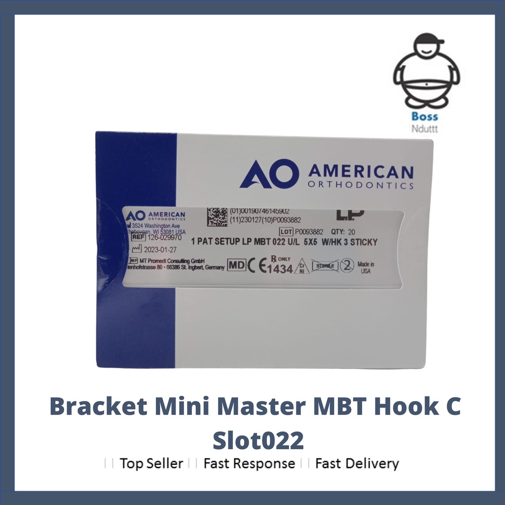 Jual Bracket Mini Master MBT Hook C Slot 022 American Orthodontics AO ...