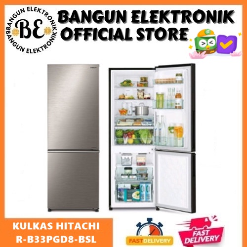 Jual KULKAS HITACHI R-B33PGD8-BSL Bottom Freezer RB33PGD8 KAPASITAS ...