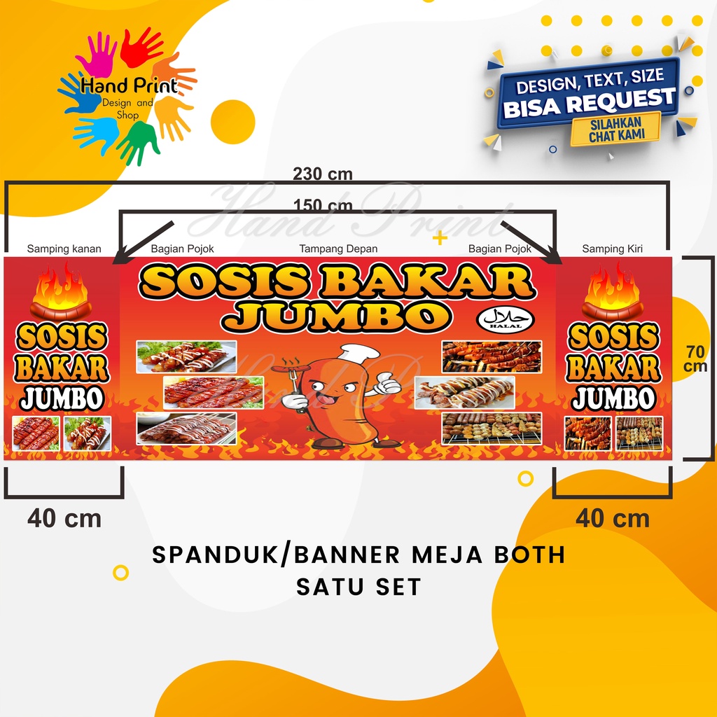 Jual Spanduk Banner MMT Banner Sosis Bakar Dan Bakso Bakar Sate Seafood Untuk Meja Both Satu Set