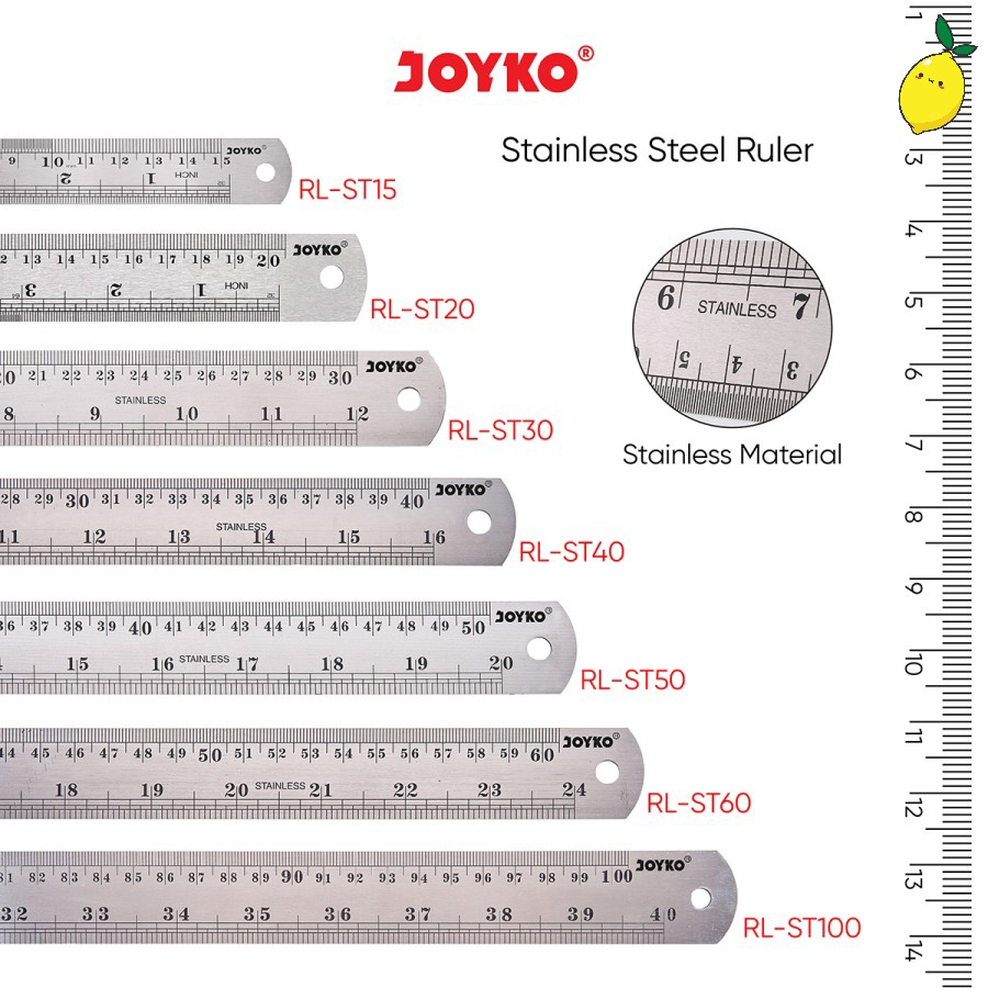 Jual Joyko Stainless Steel Ruler Penggaris Besi Rl St 15~40cm