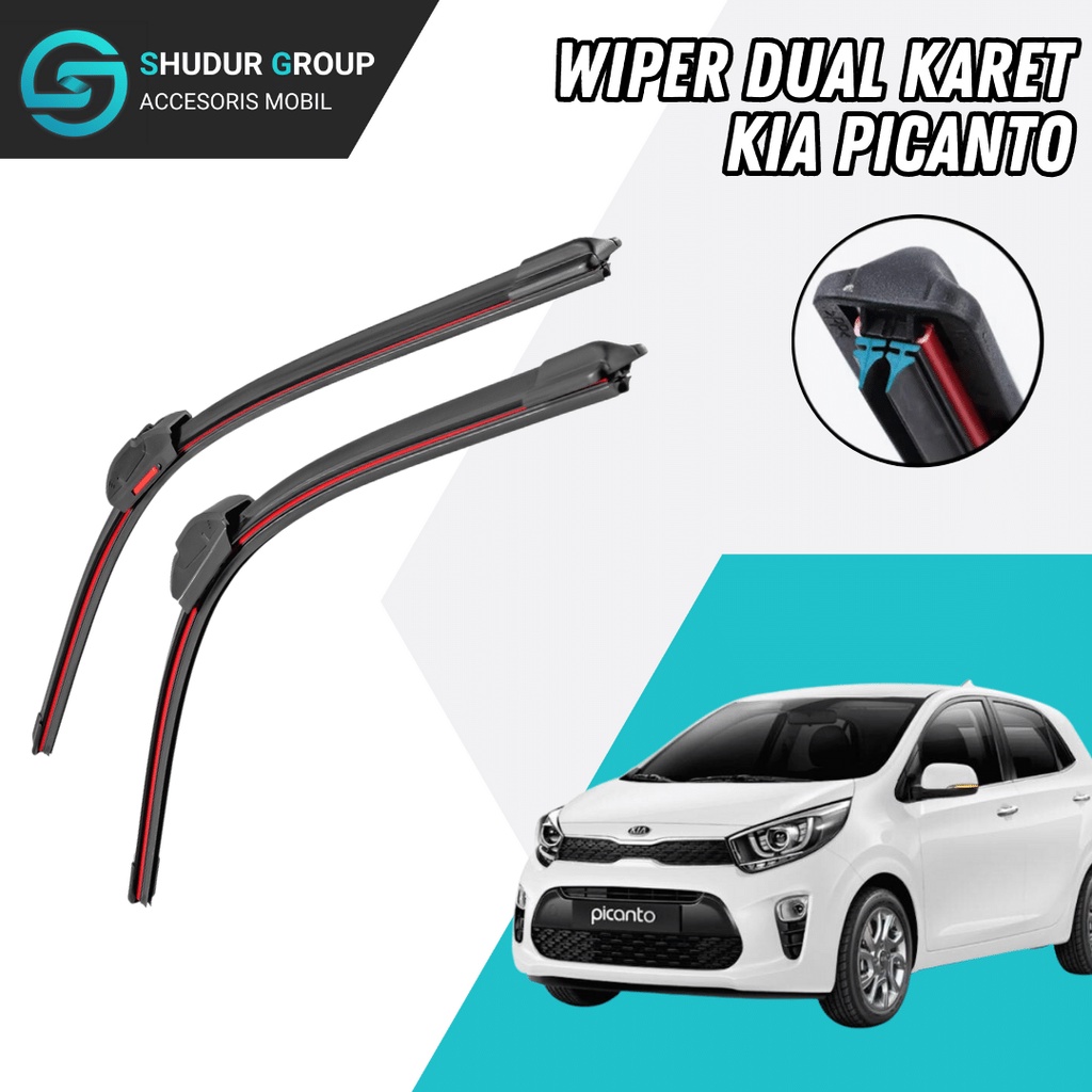 Jual Wiper Dual Blade Kia Picanto / Wiper 2 Lapis Karet Frameless Model