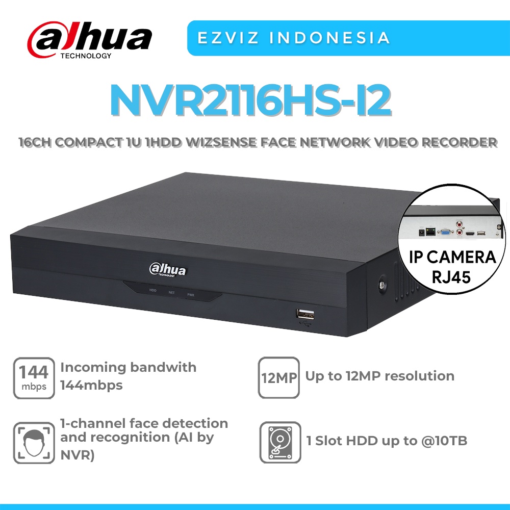 Jual DAHUA NVR2116HS-I2 16CH 1U WIZSENSE FACE RECOGNITION NVR 1HDD SLOT ...